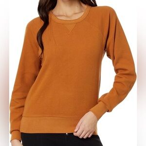Pact Organic Cotton burnt orange thermal waffle crew neck long sleeve shirt sz M